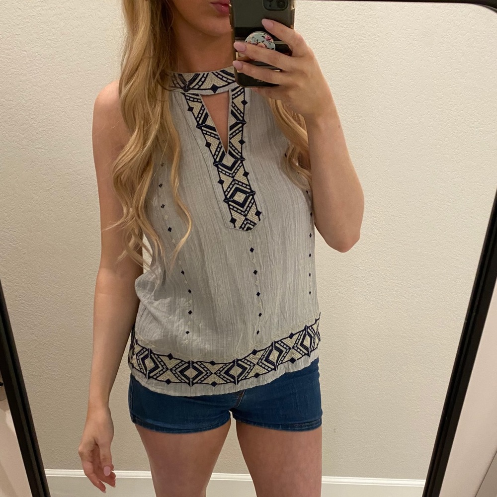 Blue tank top blouse